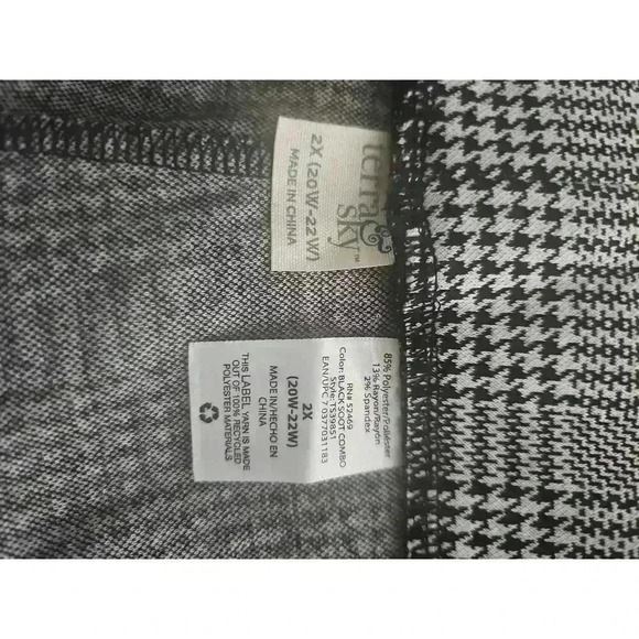 Terra & Sky Black Soot Combo Plaid Elastic Waist Side Pockets Tapered Pants - Picture 4 of 4